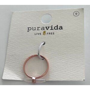 Pura Vida Rose Gold-Plated Luna Quartz Ring Size 9 With Rock Crystal